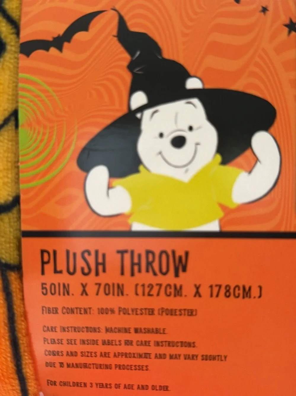 Disney Winnie the Pooh Halloween Fleece Blanket in Gray & Orange